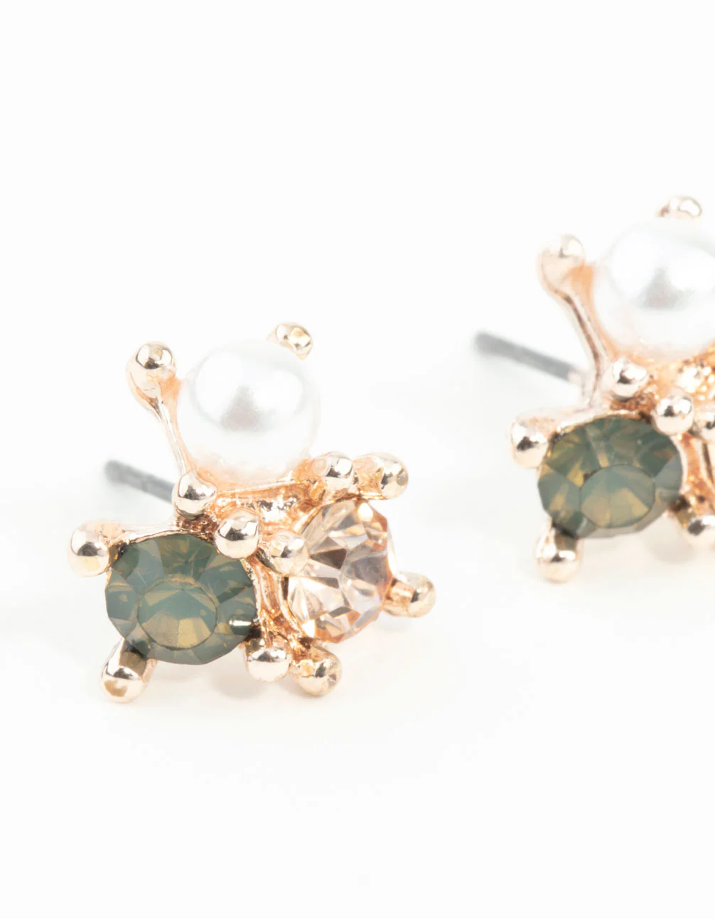 Rose Gold Pearl Tiny Cluster Earrings - Image 3