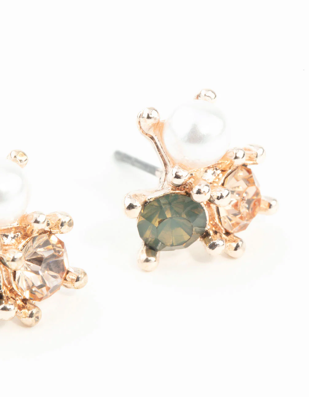 Rose Gold Pearl Tiny Cluster Earrings - Image 7