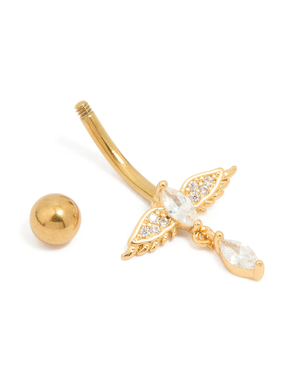 Gold Plated Surgical Steel Cubic Zirconia Bird Belly Bar - Image 3