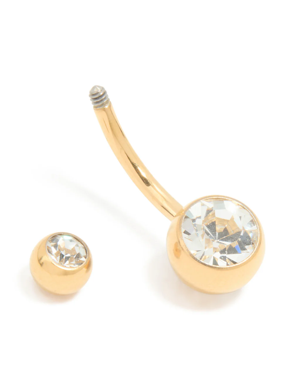 Gold Plated Titanium Diamante Bezel Belly Bar - Image 3