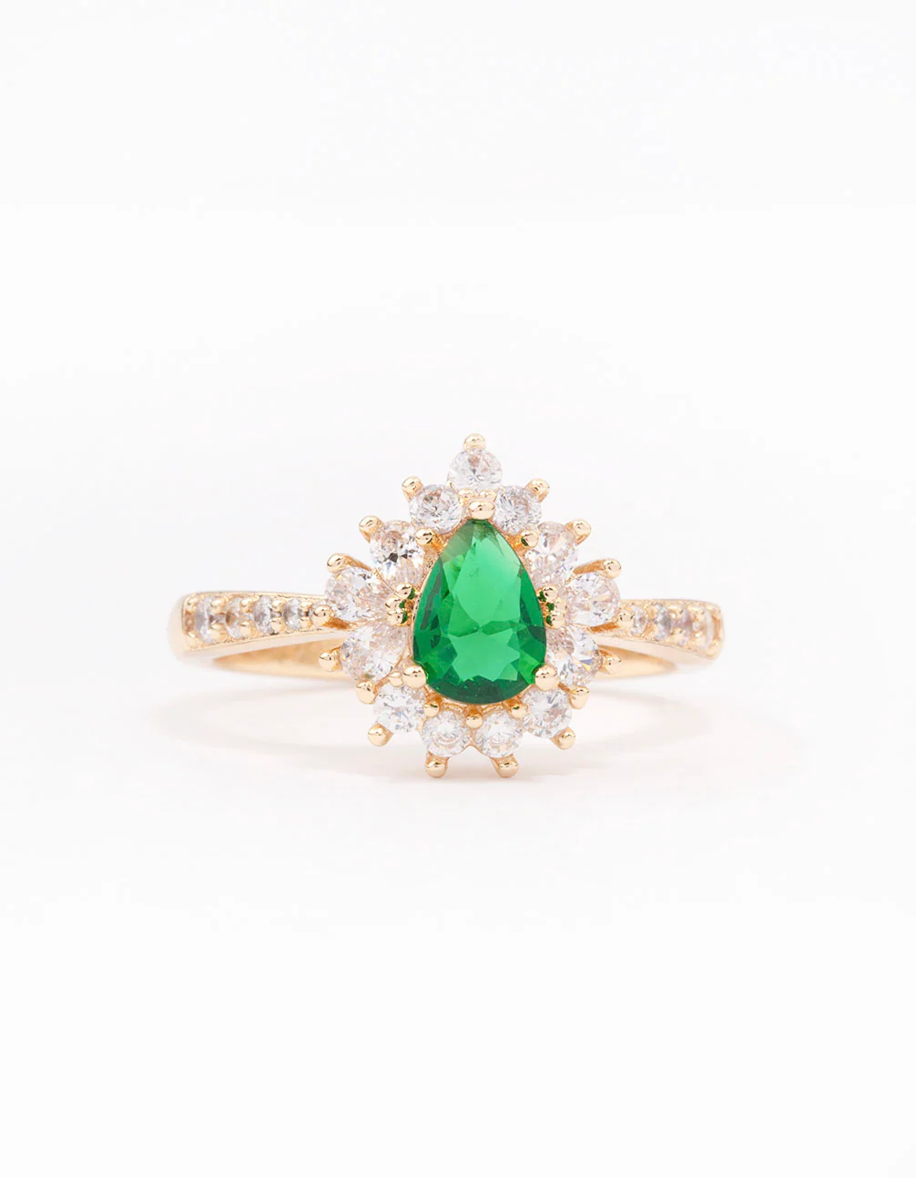 Gold Plated Regal Pear Engagement Ring - Image 3