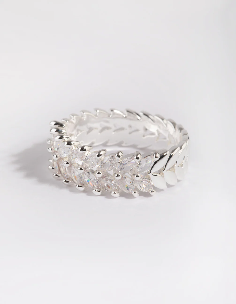 Silver Plated Cubic Zirconia Navette Ring - Image 3