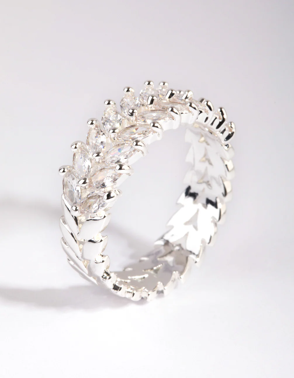 Silver Plated Cubic Zirconia Navette Ring - Image 4