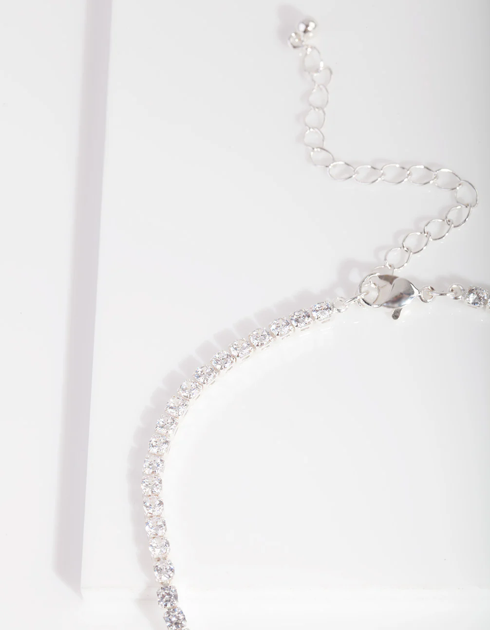 Silver Cubic Zirconia Cup Chain Anklet - Image 3