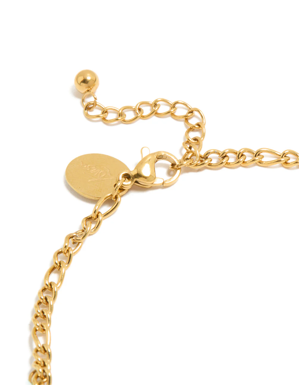 Waterproof Gold Plated Stainless Steel Aqua Beaded & Cubic Zirconia Droplets Anklet - Image 3
