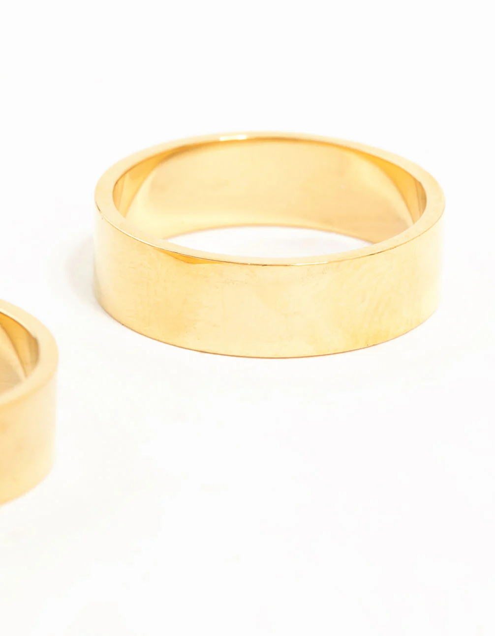 Waterproof Gold Plated Stainless Steel Double Cigar Band Rings 2-Pack - Image 3